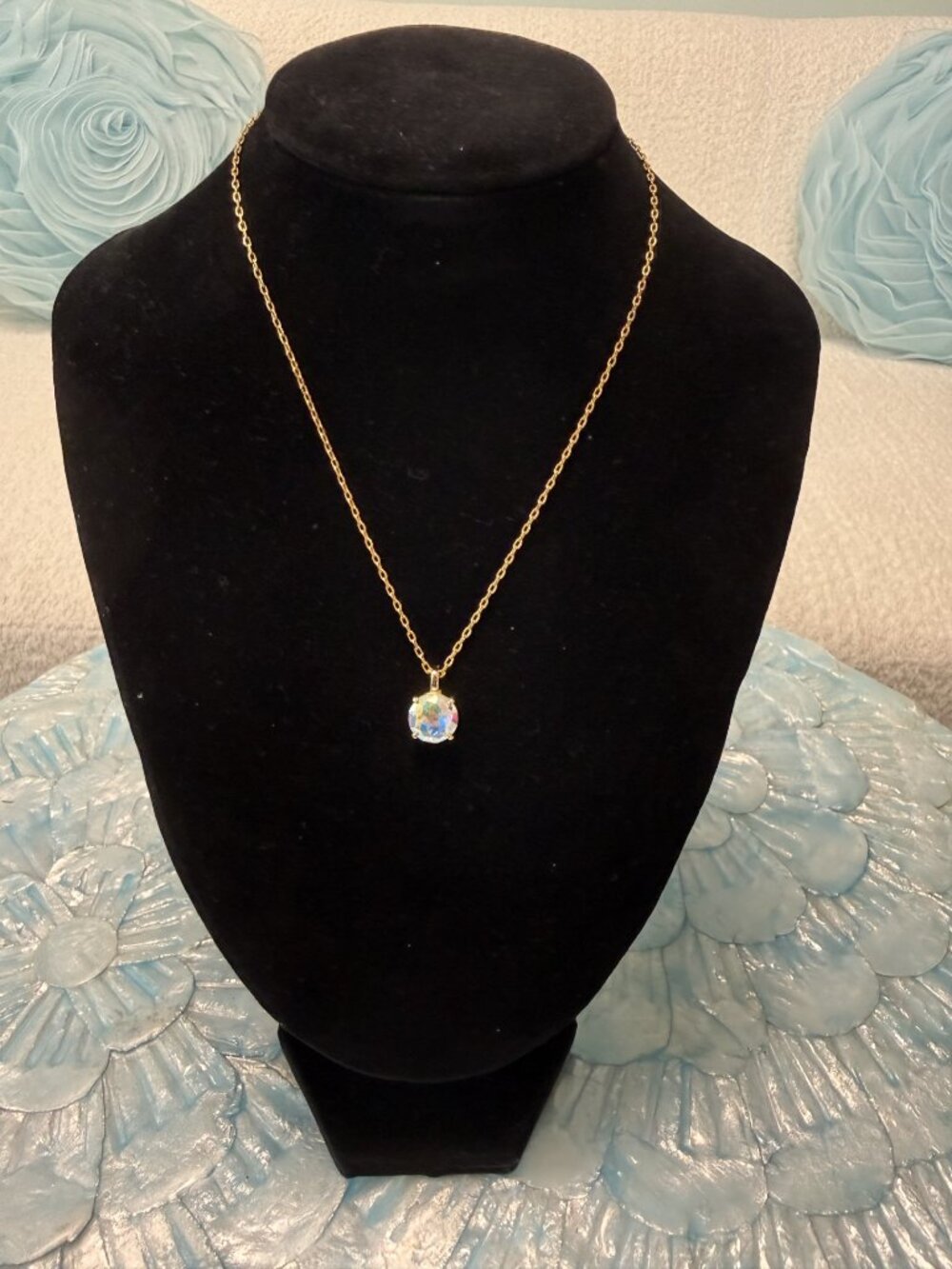 Gold Ella Necklace AB Swarovski Touchstone